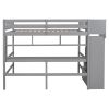 Full Size Loft Bed with Built-in Desk, Bookshelves and Storage Staircase,Grey(Old SKU:W504S00109)