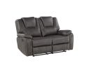 Katrine - Charcoal PU Manual Loveseat - Black