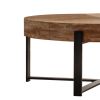 31.29"Modern Retro Splicing Round Coffee Table , Fir Wood Table Top with Cross Legs Metal Base(Same SKU:W757123560)