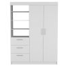 Kenya 3 Drawers Armoire, Double Door, 3-Tier Shelf -White