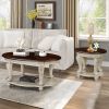 Living Room Coffee Table Set, Coffee Table & Two End Side Table 3-Piece Set for Office, Living Room, Apartment, Chipped White and Cherry Top.(color wr