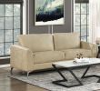 Elegant Modern Style 2pc Sofa Set Sand-Hued Polished Microfiber Upholstery Sofa Loveseat Set Solid Wood Living Room Furniture Silver Finish Metal Legs