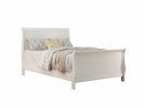 Modern 1pc Queen Size Bed Bedroom Furniture Sleigh Design Headboard Footboard Plywood 1pc Bedframe White Color