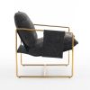 2 Chairs in 1 Box, Upholstered Hanging Armchair with Arm PocketsMetal frame, gold-plated craftsmanship, crushed foam cushions and skin-friendly woven