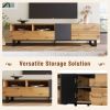 Modern TV Stand for 80'' TV with Double Storage Space, Media Console Table, Entertainment Center with Drop Down Door for Living Room, Bedroom, Home Th