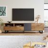 Modern TV Stand for 80'' TV with Double Storage Space, Media Console Table, Entertainment Center with Drop Down Door for Living Room, Bedroom, Home Th