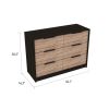 2 Piece Bedroom Set, Egeo 4 Drawer Dresser + Omaha Nightstand, Black / Pine