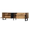 Modern TV Stand for 80'' TV with Double Storage Space, Media Console Table, Entertainment Center with Drop Down Door for Living Room, Bedroom, Home Th