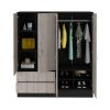 Bolton 160 Armoire, Six Shelves, Two Double Door Cabinets, Two Mirrors, Two Drawers, Rod Black / Light Gray