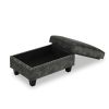 Sectional 3-Seaters Sofa ,Double-sided multi-functional footstool, storage mat , Non-slip leg, two pillows, Velvet, Dark grey