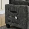 Sectional 3-Seaters Sofa ,Double-sided multi-functional footstool, storage mat , Non-slip leg, two pillows, Velvet, Dark grey