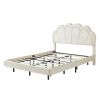 2-Pieces Bedroom Sets Full Size Upholstered LED Platform Bed with Storage Ottoman-Velvet,Beige