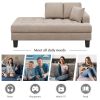 [New+Video]Deep Tufted Upholstered Textured Fabric 2 pieces Chaise Lounge set,2 Toss Pillow included,Living room Bedroom Use,Warm Grey