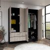 Bolton 160 Armoire, Six Shelves, Two Double Door Cabinets, Two Mirrors, Two Drawers, Rod Black / Light Gray