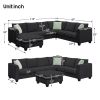 [VIDEO provided] 112*87" Sectional Sofa Couches Living Room Sets, 7 Seats Modular Sectional Sofa with Ottoman, L Shape Fabric Sofa Corner Couch Set wi