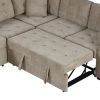 82.6" L-shape Sofa Bed Pull-out Sleeper Sofa with Wheels, USB Ports, Power Sockets for Living Room (SG001230AA), Khaki