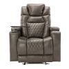 Power Motion Recliner with USB Charging Port and Hidden Arm Storage, Home Theater Seating with 2 Convenient Cup Holders Design and 360¬∞ Swivel Tray T