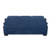 Comfortable Plush Seating Sofa 1pc Modern Blue Textured Fabric Channel Tufting Solid Wood Frame Living Room Furniture