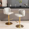 A&A Furniture,Swivel Barstools Adjusatble Seat Height, Modern PU Upholstered Bar Stools with the whole Back Tufted, for Home Pub and Kitchen Island(Be