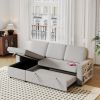 85.8" Pull Out Sleeper Sofa L-Shaped Couch Convertible Sofa Bed with Storage Chaise And Storage Racks,With USB Port And T-pyce Port