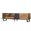 Modern TV Stand for 80'' TV with Double Storage Space, Media Console Table, Entertainment Center with Drop Down Door for Living Room, Bedroom, Home Th