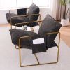 2 Chairs in 1 Box, Upholstered Hanging Armchair with Arm PocketsMetal frame, gold-plated craftsmanship, crushed foam cushions and skin-friendly woven