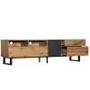 Modern TV Stand for 80'' TV with Double Storage Space, Media Console Table, Entertainment Center with Drop Down Door for Living Room, Bedroom, Home Th