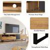 Modern TV Stand for 80'' TV with Double Storage Space, Media Console Table, Entertainment Center with Drop Down Door for Living Room, Bedroom, Home Th