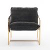 2 Chairs in 1 Box, Upholstered Hanging Armchair with Arm PocketsMetal frame, gold-plated craftsmanship, crushed foam cushions and skin-friendly woven