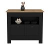 Kitchen Island Geneva, Kitchen, Black / Macadamia