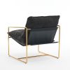 2 Chairs in 1 Box, Upholstered Hanging Armchair with Arm PocketsMetal frame, gold-plated craftsmanship, crushed foam cushions and skin-friendly woven