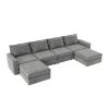 [VIDEO provided][New]115*58" Chenille Modular Sectional Sofa,U Shaped Reversible Couch,Free Combination,6 Seat Sleeper Sofa Bed with Ottoman,Convertib