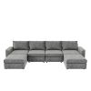 [VIDEO provided][New]115*58" Chenille Modular Sectional Sofa,U Shaped Reversible Couch,Free Combination,6 Seat Sleeper Sofa Bed with Ottoman,Convertib