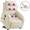 Electric Stand up Massage Recliner Chair Cream Faux Leather