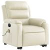 Electric Stand up Massage Recliner Chair Cream Faux Leather