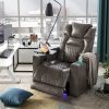 Power Motion Recliner with USB Charging Port and Hidden Arm Storage, Home Theater Seating with 2 Convenient Cup Holders Design and 360¬∞ Swivel Tray T