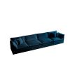 Free Combination Modular Sofa Free,4 Seater Sofa Comfy Chenille Fabric,Sectional Sofa Couch, Blue Chenille