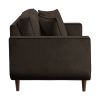 Mid-Century Modern Chocolate Hue Velvet Upholstered 1pc Sofa with 2 Pillows Classic Living Room Furniture Solid Wood