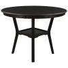 5-Piece Kitchen Dining Table Set Round Table with Bottom Shelf, 4 Upholstered Chairs for Dining Room(Espresso)