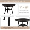 5-Piece Kitchen Dining Table Set Round Table with Bottom Shelf, 4 Upholstered Chairs for Dining Room(Espresso)