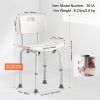 VEVOR Shower Chair, Shower Seat with Back, Adjustable Height Shower Stool, Shower Chair for Inside Shower Bathtub, Non-slip Bathroom Bench Bath Chair