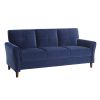 Modern Living Room Sofa Set 2pcs Comfort Sofa Loveseat Plush Seatbacks Tufted Detail Blue Velvet Upholstery Solid Wood Frame Furniture