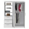 Kenya 3 Drawers Armoire, Double Door, 3-Tier Shelf -White