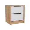 Elirya 2-Piece Bedroom Set, Armoire + Nightstand, White and Light Oak