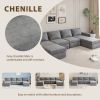 [VIDEO provided][New]115*58" Chenille Modular Sectional Sofa,U Shaped Reversible Couch,Free Combination,6 Seat Sleeper Sofa Bed with Ottoman,Convertib