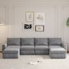 [VIDEO provided][New]115*58" Chenille Modular Sectional Sofa,U Shaped Reversible Couch,Free Combination,6 Seat Sleeper Sofa Bed with Ottoman,Convertib