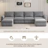 [VIDEO provided][New]115*58" Chenille Modular Sectional Sofa,U Shaped Reversible Couch,Free Combination,6 Seat Sleeper Sofa Bed with Ottoman,Convertib