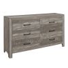 Modern Rustic Style Gray Finish 1pc Dresser of 6x Drawers Bedroom Wooden Furniture