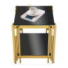 Woker Furniture 20" Wide Square End Table with Black Glass Top, Golden Stainless Steel Tempered Glass End Table for Living Room&Bed Room