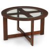 Cylina Solid Wood Glass Top Round Table Set, Coffee Table with 4 Stools